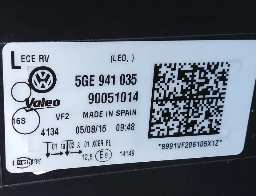 VOLKSWAGEN Golf 7 generation (2012-2024) Phare avant droit 5GE941035 34496125