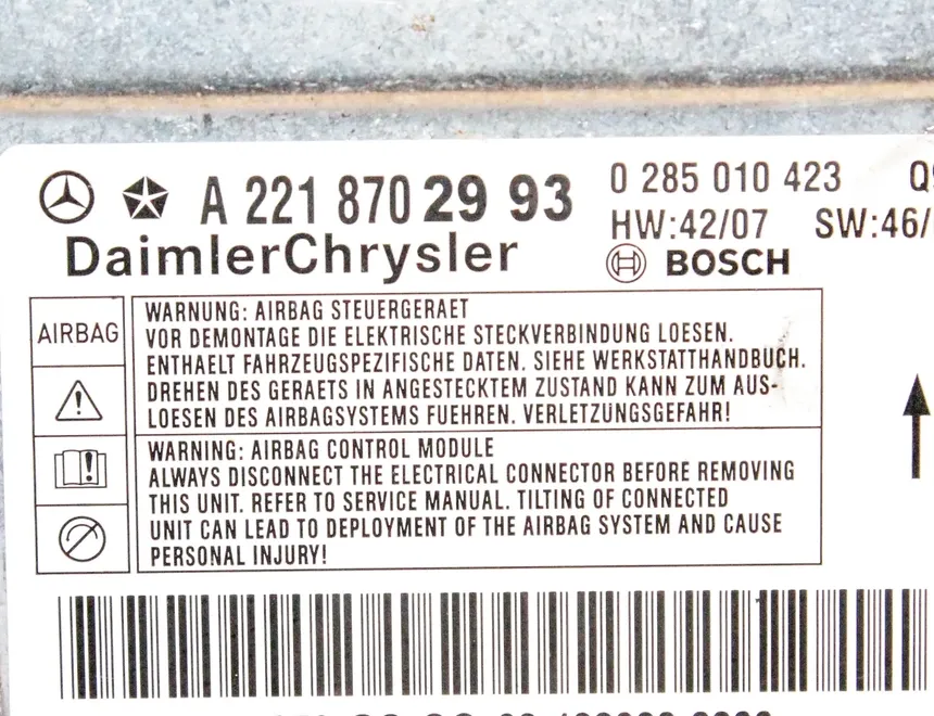 MERCEDES-BENZ S-Class W221 (2005-2013) Unité de contrôle SRS A2218702993 23747998