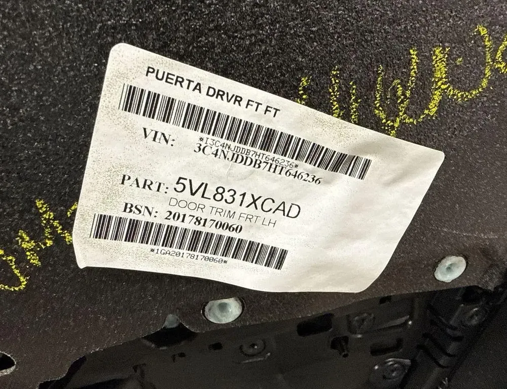 JEEP Compass 2 generation (2017-2023) Panneau de porte avant gauche 5VL831XCAK 34852155