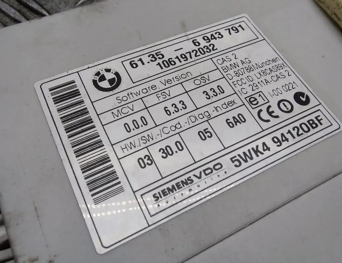 BMW 5 Series E60/E61 (2003-2010) CAS SAP 6943791,61356943791,5wk494120bf 17182943
