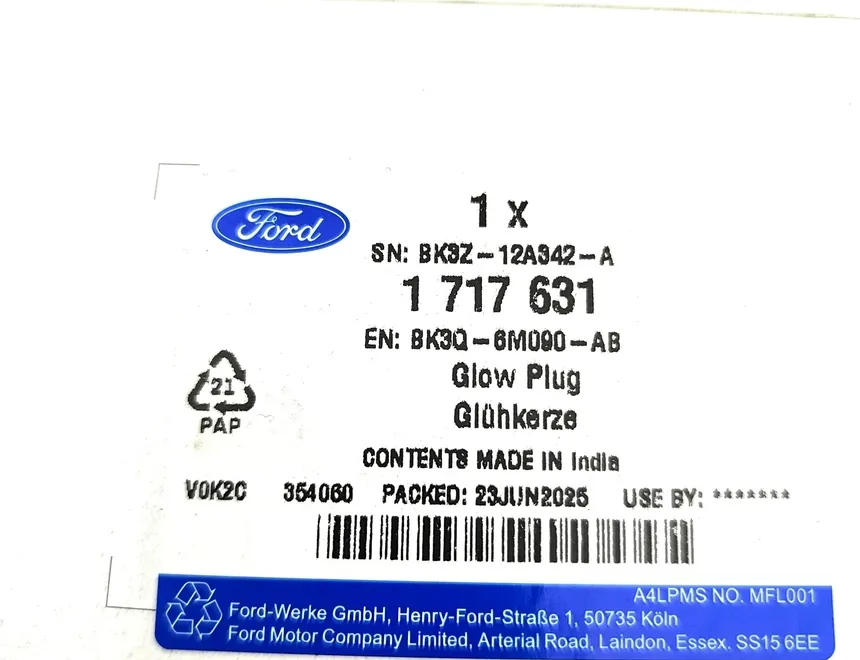 FORD Ranger T6 (2011-2022) Bougie d'allumage BK3Z-12A342-A,1717631,BK3Q-6M090-AB 34480229
