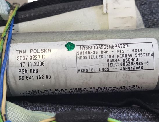 CITROËN C4 Picasso 1 generation (2006-2013) Airbag de toit latéral gauche SRS 9654115280 32786184